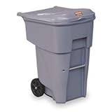 Roll-Out Waste Container, 65-Gallon, 25-3/8w x 32-3/8d x 41-7/8h, Gray (RUB9W2100GRAY)