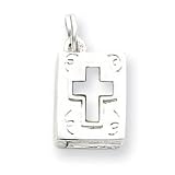 Sterling Silver Book With Mother Of Pearl Cross Charm