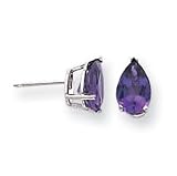 14k Amethyst Diamond pear stud earring XE82WAM