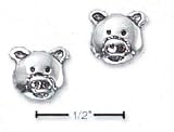 Sterling Silver Pig Face Post Earrings