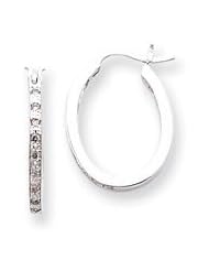 Ann Harrington Jewelry 14k White Gold .33 Ct Tw Diamond In & Out 2 X 15 X 20 mm Oval Hoop Earrings
