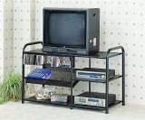 Entertainment Center/TV VCR Stand in Black Metal Finish Frame with CD Rack