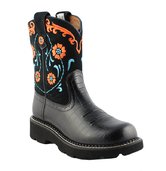 Ariat Ladies' 8 Fatbaby Poppy Western Boots Bright Black