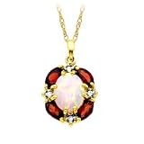 Lab-Created Opal and Garnet Fashion Pendant in 10kt. Gold