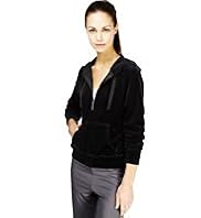 Cotton Rich Zip Through Hooded Velour Jacket