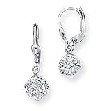 14k White Gold D-Cut Dangle Leverback Earrings