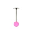 STAINLESS STEEL LABRET HOT PINK Gauge: 16, Ball Size: 4mm, Length: 10mm Sold as a Pair