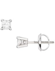 1/2 Carat Princess Cut Diamond Stud 14K White Gold Earrings