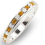 CRYSTAL BANDS - Sterling Silver Clear and Citrine Swarovski Crystal Band