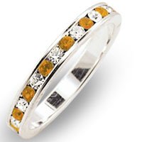 CRYSTAL BANDS - Sterling Silver Clear and Citrine Swarovski Crystal Band by HopeChestJewelry