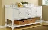 IMAGE OF 70'' Antique Mission Style Double Bathroom Vanity Sink Console with Turn Legs and Carerra Marble Top