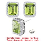 0.33 Ct Diamond & 4.50 Cts Peridot Stud Earrings in 18K White Gold