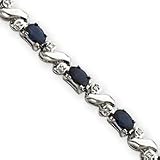 14k White Gold Sapphire and Diamond Bracelet - 7 Inch - 5mm - Box Clasp - JewelryWeb