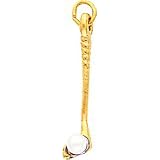 14K Gold Golf Club with Pearl Charm