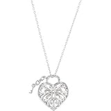 Buy Sterling Silver 1/10 CT TW/18.00 INCHES Diamond Heart Necklace