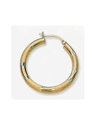 14k Diamond Cut Tube Hoop Earrings