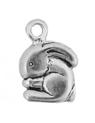Sterling Silver 18" .8mm Wide Box Chain Necklace With Mini Smooth Bunny Rabbit Animal Pendant