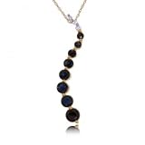 Yellow Gold Journey Pendant w Blue Sapphire & Diamonds