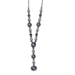 Black-plated Light and Dark Blue Crystals 16inch With Ext Y Necklace - JewelryWeb