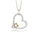 14K Two-Tone Gold Yellow and White Diamond Heart Pendant