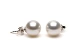 Pair of 9.0-10.0 mm, White South Sea Pearl Stud Earrings
