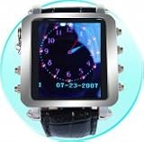 Electronics : Vision9k Mens Metallic Watch MP4 Player 2GB - 1.5inch OLED Screen