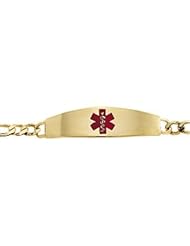 14K Yellow Gold Medical Id Bracelet\Red Enamel