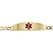 Joyería : Beautiful Designer 8 INCH GENTS Medical Id Bracelet/Red Enamel in 14K Yellow Gold, FREE 2-Day Shipping and 100% Satisfaction Guaranteed.