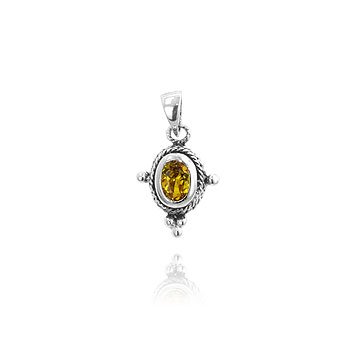 Click here to buy .925 Silver Fashion Pendant - Rhodium - Shiny - Emerald CZ by ToltecTraders.com.