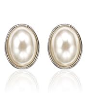 Faux Pearl Oval Faberge Clip-On Earrings