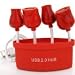 Romantic Rose USB 2.0 4-Port Ultra Mini Hub, Red B