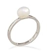 Rhodium Plated Cultured Freshwater Pearl .925 Silver Ring. Sizes 6-10