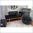 Elite Products Mali Convertible Futon Sofa with White Frame in Black Polka Dot