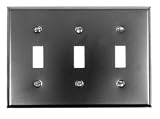 AW3BP - Three Toggle Switch Plate - Smooth Black Iron-Steel