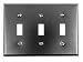 Tools & Hardware : AW3BP - Three Toggle Switch Plate - Smooth Black Iron-Steel