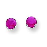14k White Gold 5mm Ruby Stud Earrings