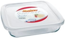 Lancaster Colony GD16222009 Medium Square Roaster with White Plastic Lid, 1.9 qt, pk 6 st