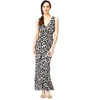 Crossover V-Neck Abstract Print Maxi Dress
