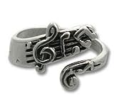 STERLING Silver Music Note Bypass RING