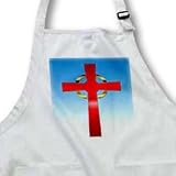777images Designs Christian - Scarlet and gold celtic cross on a blue gradient background - Aprons