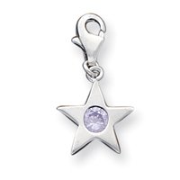 Sterling Silver June CZ Birthstone Star Charm by JewelryWeb