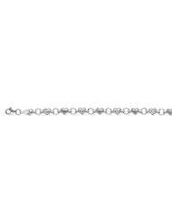 CleverEves 14K White Gold Heart Diamond-Cut Matte Stampato Anklet