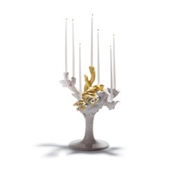 Lladro Porcelain Naturofantastic Multi Candleholder Gold