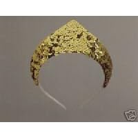 Gold Sequin Tiara Princess Queen Goddess Crown by