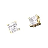 14K .33 (1/3) CTW Princess Cut Diamond Earrings