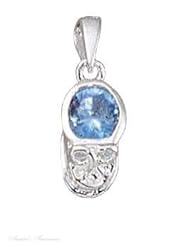Sterling Silver Small Mothers Womens December Birthstone Baby Shoe Pendant