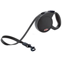 Flexi Classic 3 Retractable Tape Leash, Large, 110lbs, Black 16ft.