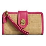 Coach Handbag Parker Straw Clutch Wallet Bag Natural Pink 42474 fashion-purses-daily-deals Coach Handbag - Parker Straw Clutch Wallet Bag Natural Pink 42474