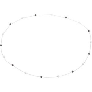 Genuine IceCarats Designer Jewelry Gift 18K White Gold Black&White Dia Neck W/Blc Rho. 6 1/4 Ct Tw / 36 Inch Black&White Dia Neck W/Blc Rho In 18K White Gold