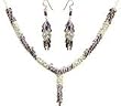 Earrings Necklace Silver Assorted Gemstones Jewelry (nklc034)